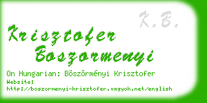 krisztofer boszormenyi business card